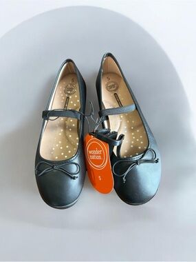 wonder nation Black Girls' Mary Jane Memory Foam Ballet Flats With Bow NWT